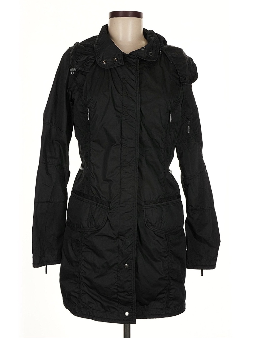 Parajumpers Black Raincoat Parka with Hood Size M